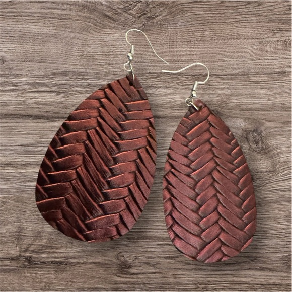 Artisan Woven Brown Earrings - Picture 1 of 1